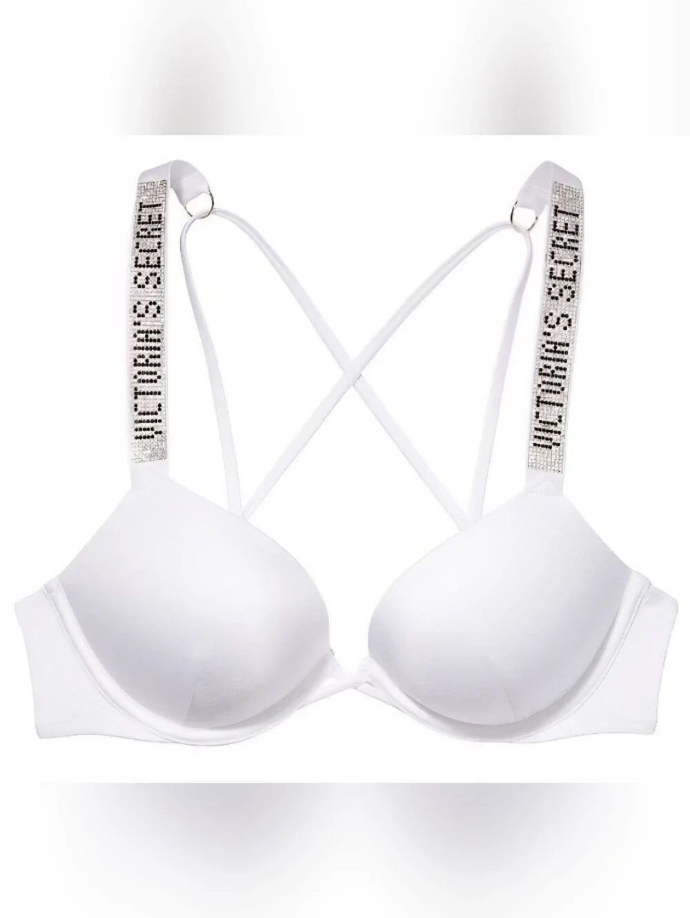 34DD 36D 38DD VS Swim Shine Strap Bombshell PushUp Bikini Top White